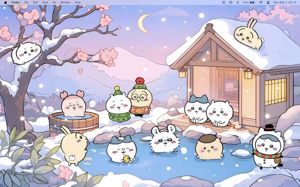 My current desktop: Chiikawa winter scene