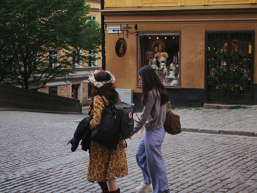 A girl wearing a flower crown
